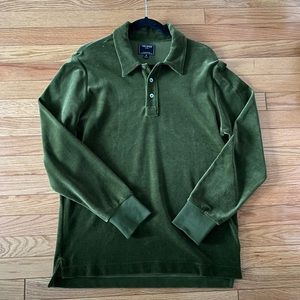 Todd Snyder Velour Polo in Olive